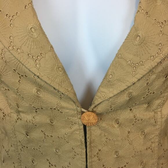 Classiques Entier Blazer Eyelet Cropped Jacket Medium Tan Beige Women 90s - Picture 6 of 14